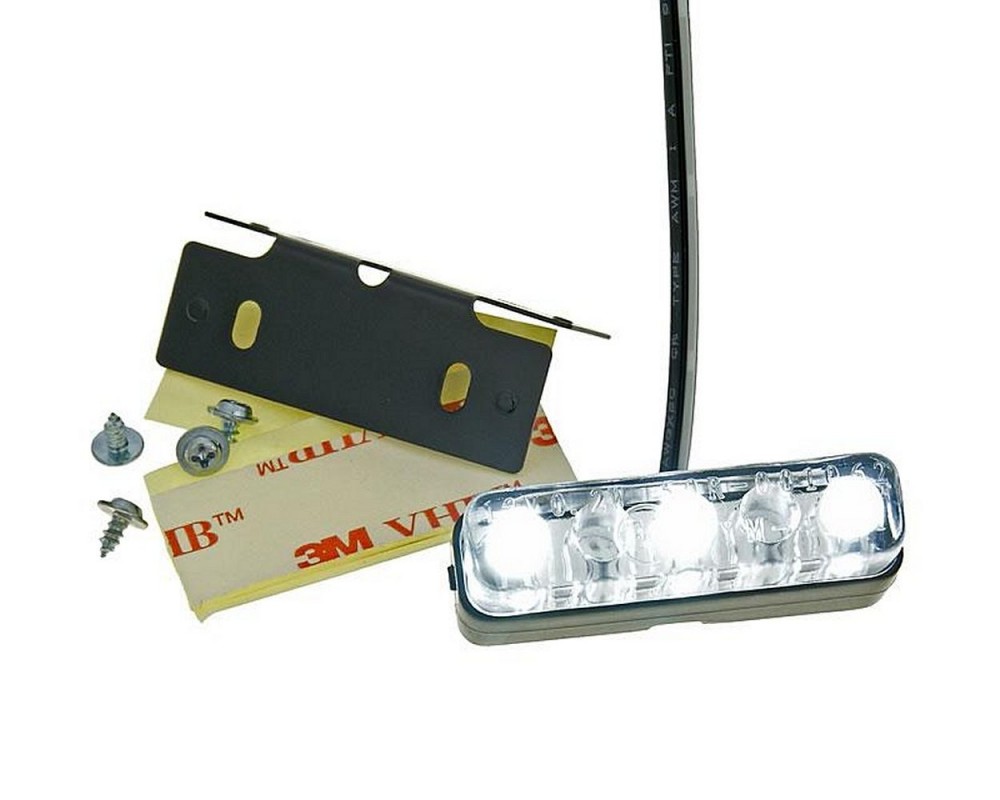 Kennzeichenbeleuchtung 12V LED wei mit ABE Mini Micro universal Nummernschild Roller, Quad, Motorrad, Auto, Anhnger, Mofa, Moped