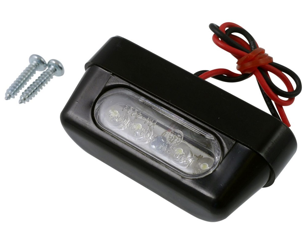 Kennzeichenbeleuchtung LED Motorrad, Quad, Roller, ABS schwarz, 56x20mm