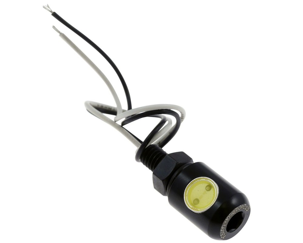 Kennzeichenbeleuchtung Mini LED Motorrad, rund, schwarz, D.13 mm mit Bolzen M6