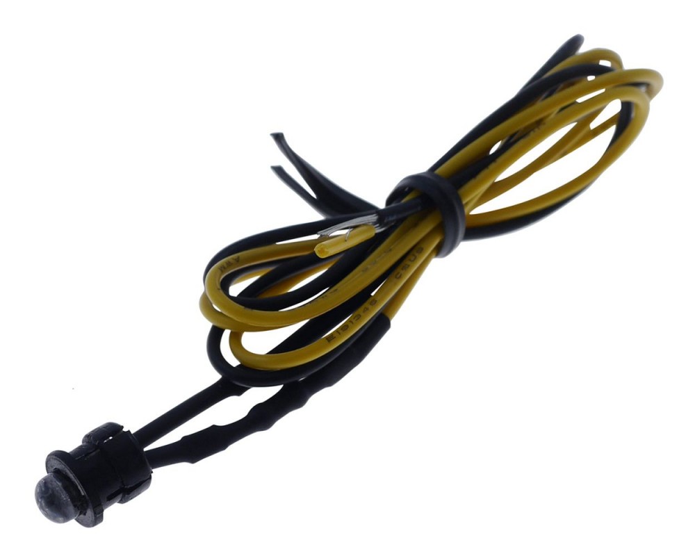 Kontrollleuchte LED 5 mm, gelb, mit  Kabel und Einbau Clip,