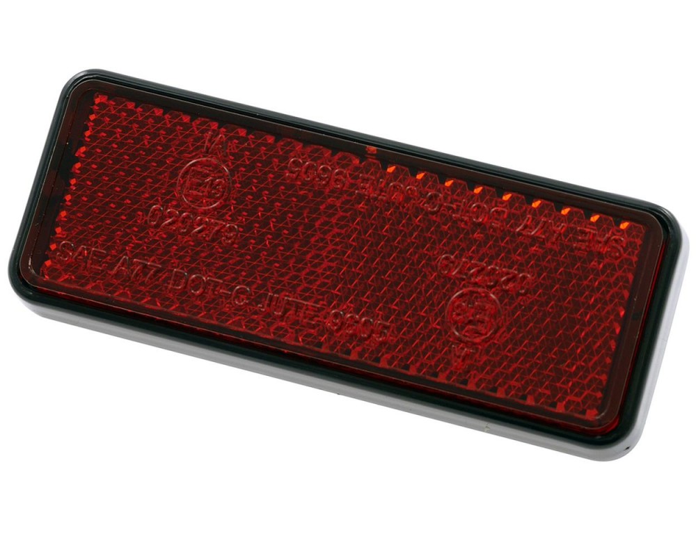 Reflektor 91,5x36 mm rot rechteckig mit M5 Gewindebolzen, Motorrad